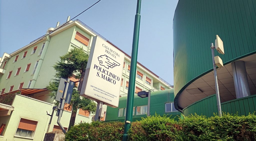 Entrance of Policlinico San Marco, a private healthcare facility partnering with Supremo for medical innovation