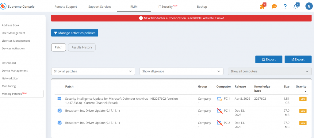 RMM software for automated patch management and software updates across Windows devices